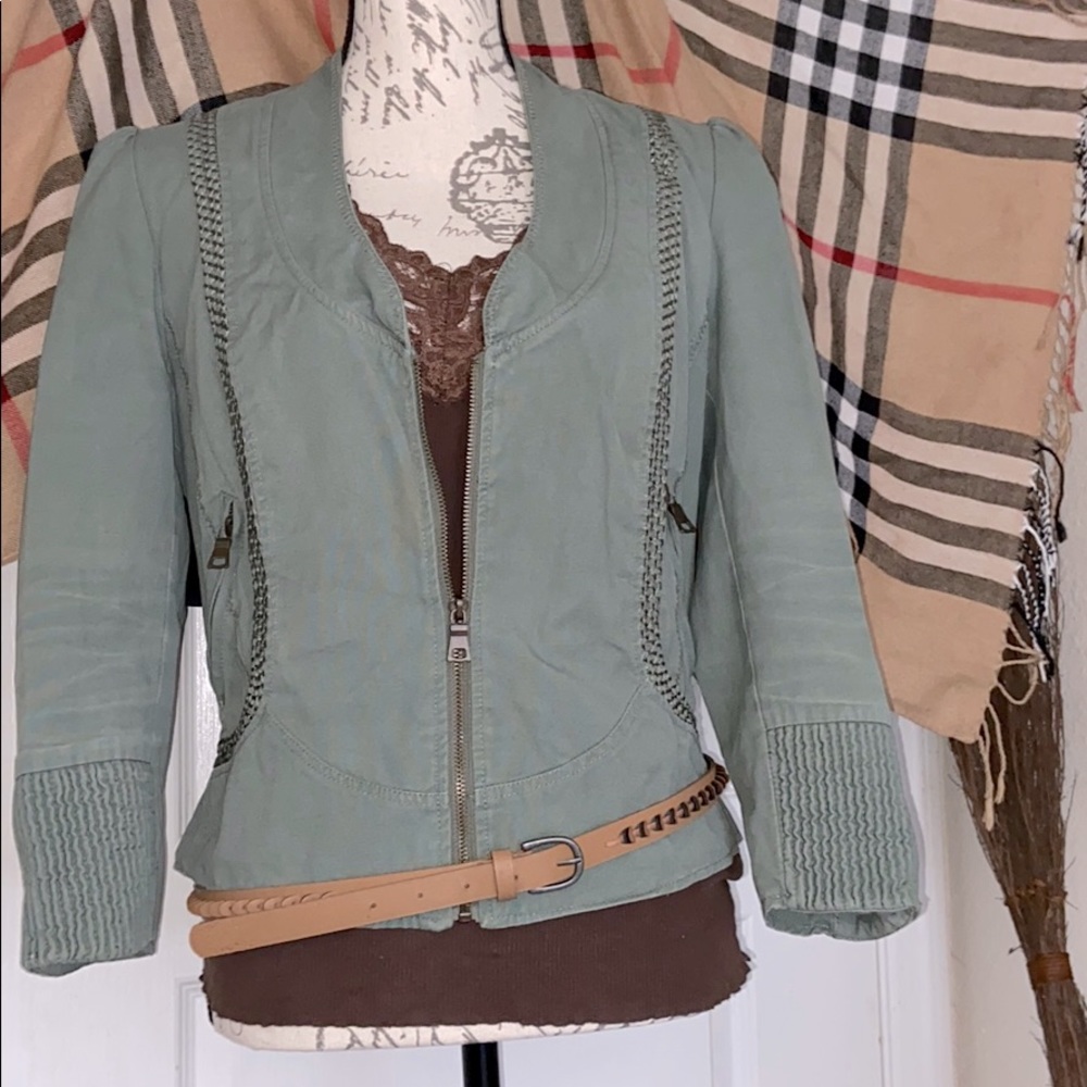 ZARA-Trendy,Lined,Cropped,Sage-ish Green Jacket